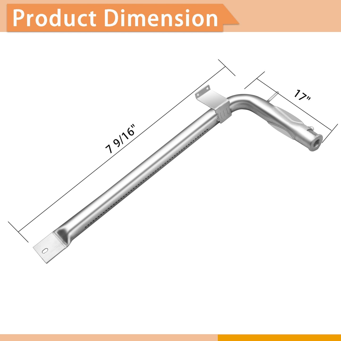 Zemibi PB050012 Viking Appliance Oven Burner, Stainless Steel Burner Tube Gas Replacement for EVGIC305 VGIC365 VGRC605 VGSS480 VGIC367 VGSC300 VGSC305 VGSS300 Viking Range Parts, 2-Pack, 17 Inch