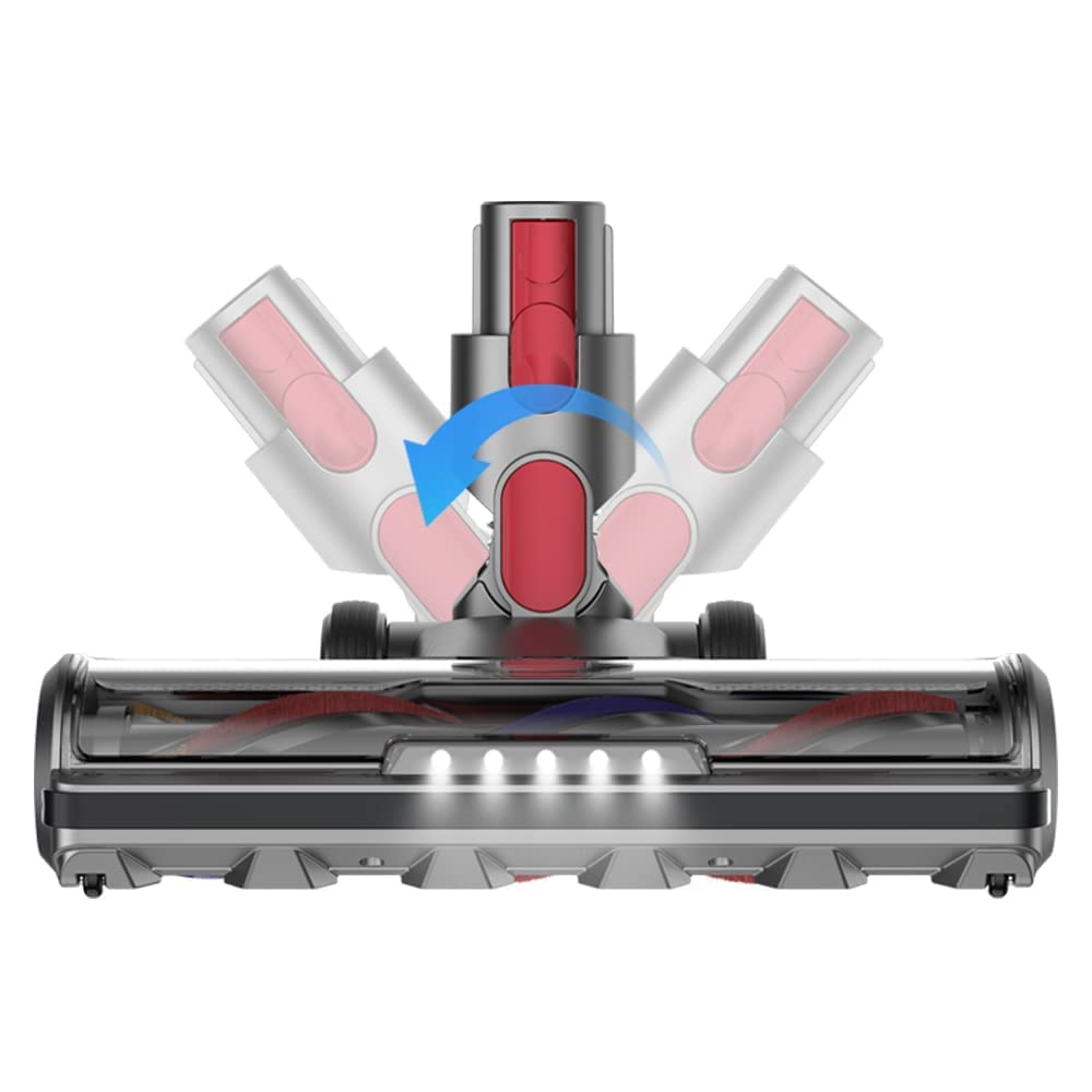 Laymi Hardwood Floor Attachment for Dyson V7 V8 V10 V11 V15 SV10 SV12 SV14 Animal Absolute Vacuum Cleaners with LED Headlights, Bristle Roller Brush Head Replacement Parts