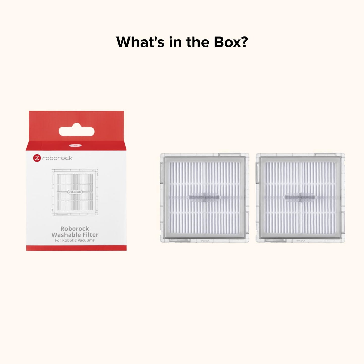 Roborock Washable Filter Replacement for Q10 Series (Q10 S5+, S5, X5, X5+, V, VF, V+, PF+, PF, VF+) Robot Vacuums, 2-Pack Reusable Filters