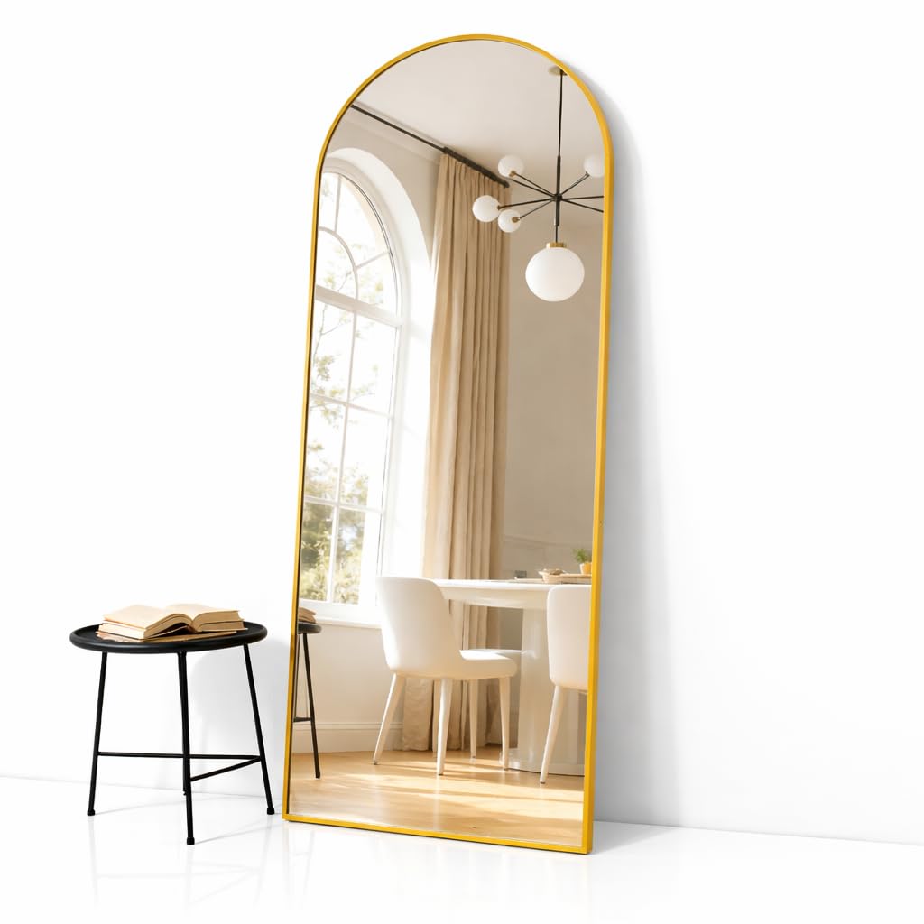 Simple Deluxe Arched Full Length Mirror, 71"x26"Large Floor Mirrors, for Wall Door Bedroom Bathroom Living Room (Gold)