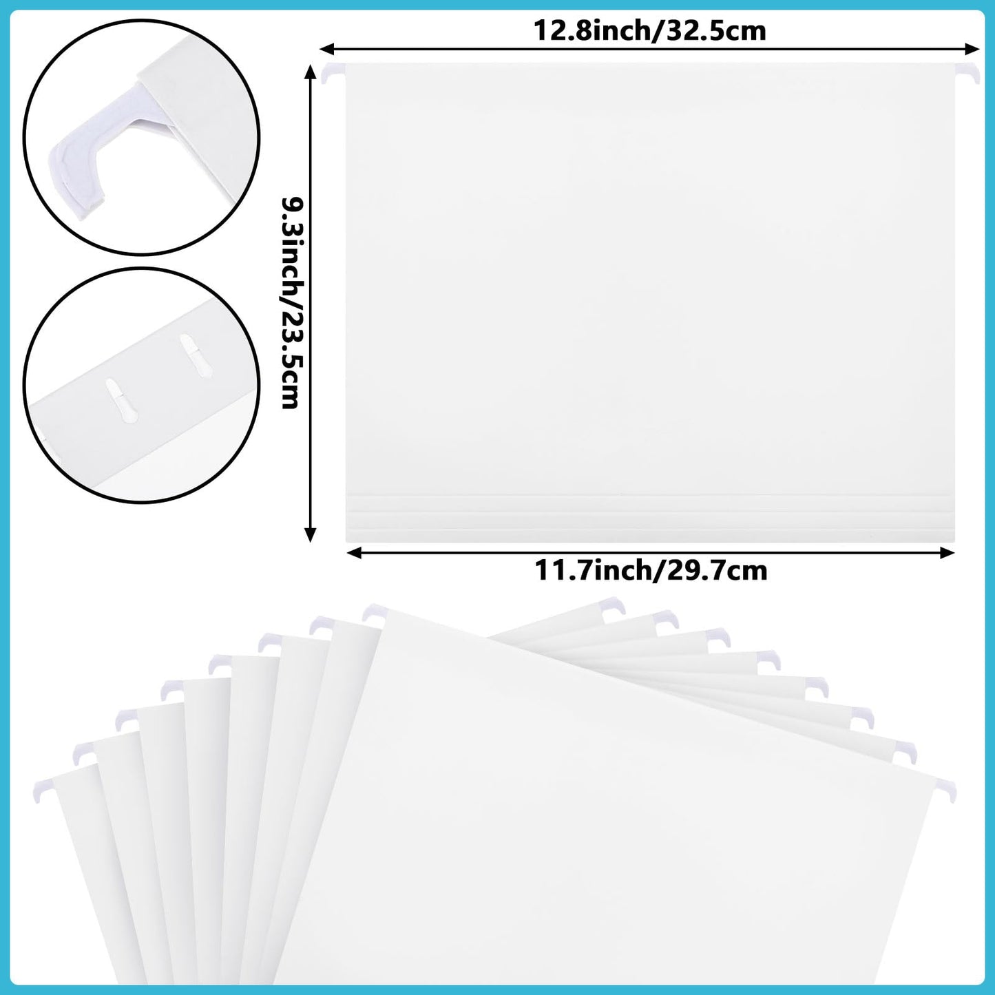 Dispowreath 24 Hanging File Folder with Acrylic Organizer for Letter/a4 Size Desktop Clear File Storage Box with Handles for Home Work Office Use(White,Classic)