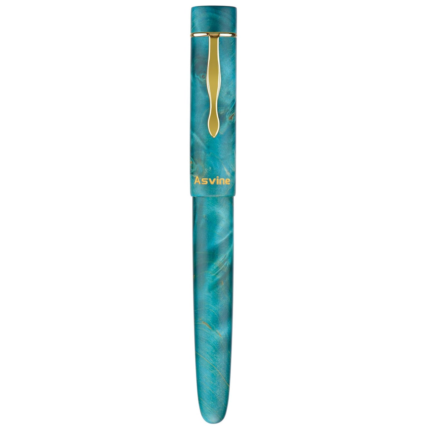 Asvine Stabilized Wood Fountain Pen C2000 Number 8 Stub Nib 1.1mm Calligraphy Art Drawing Unique Pattern Pen with Converter Pen Box Collection Set- Oasis