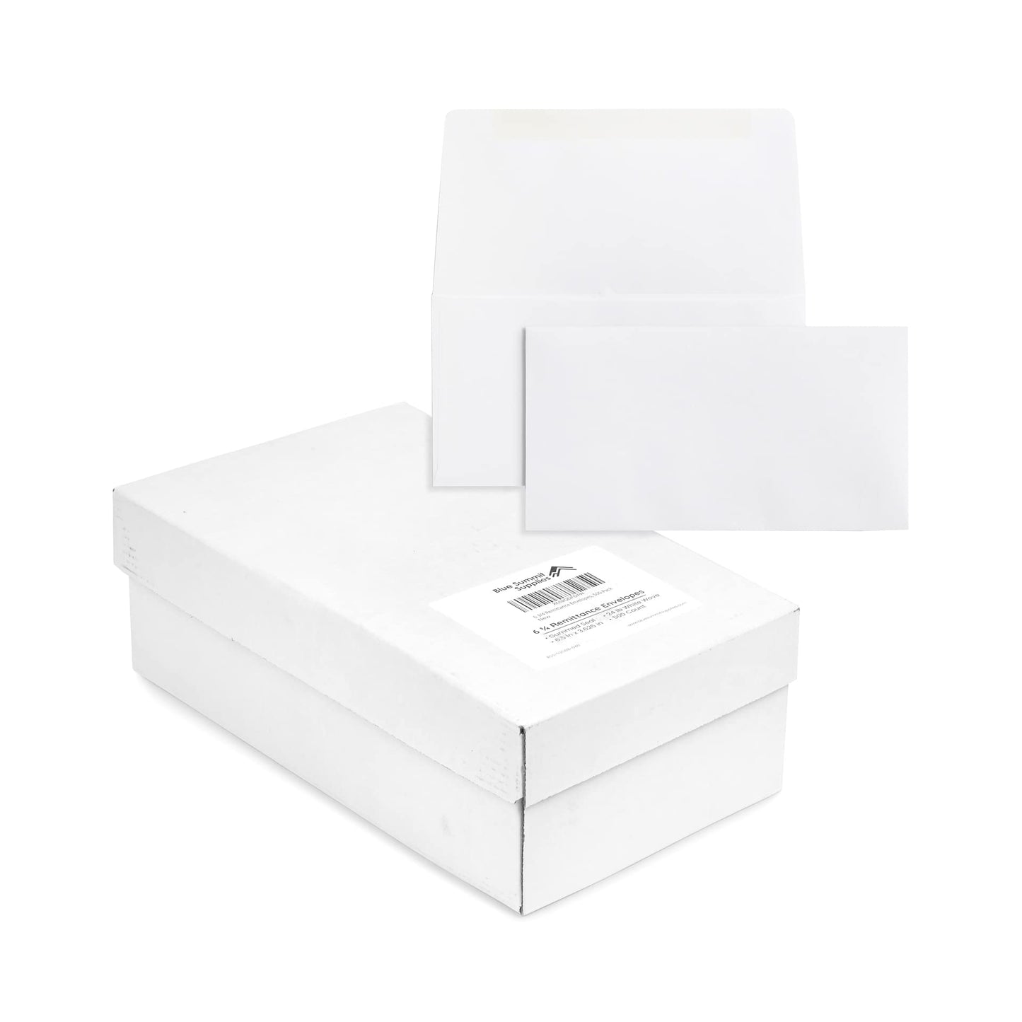 Blue Summit Supplies 500#6 3/4 Remittance Envelopes with Gummed Seal for Donations, Checks or Cash, 6 1/2” x 3 5/8”, Blank White Remit Envelopes, Perfect for Church or Nonprofit Use, 500 Count