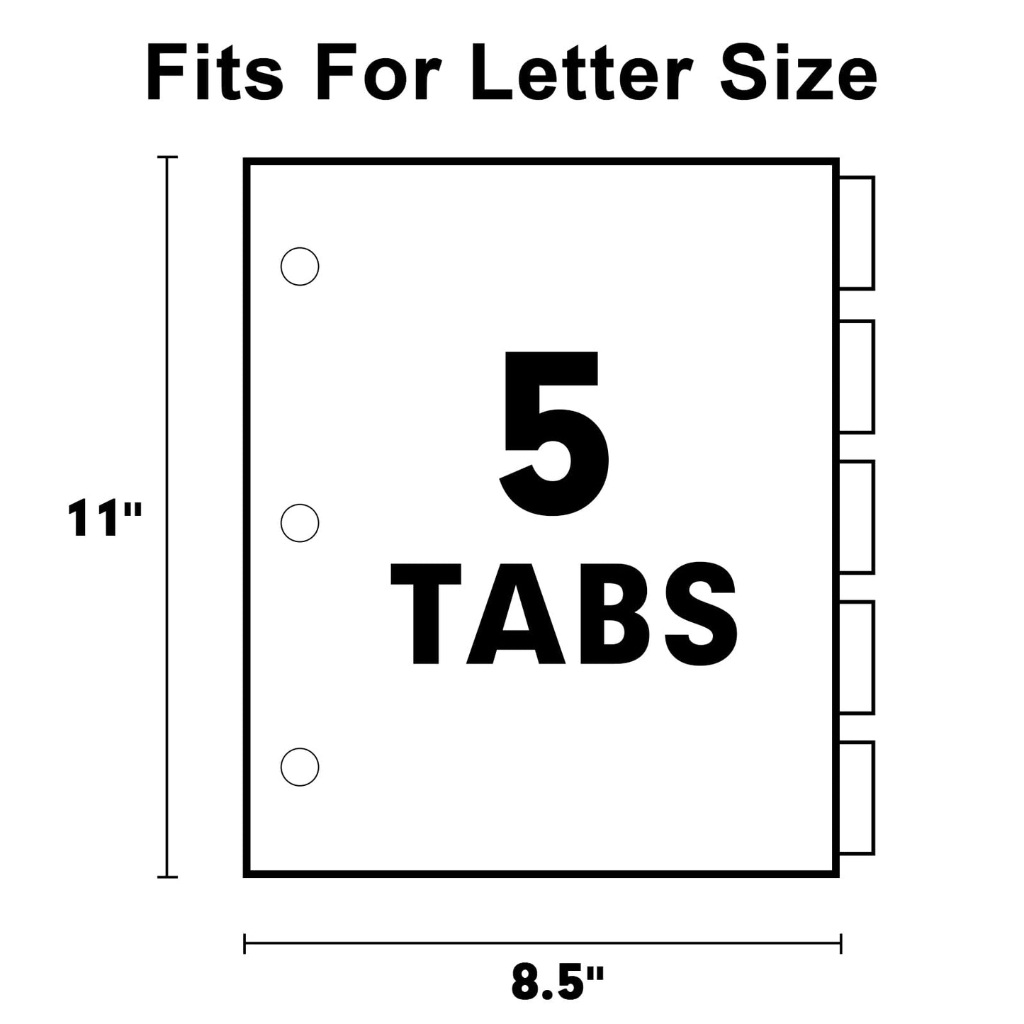 5-Tab Binder Divider, HERKKA 240 Pack Binder Index Dividers with 5 Insertable Multicolor Big Tabs, Paper with Gold-Reinforced Holes Letter Size, Yellow, 1/5-Cut Tabs