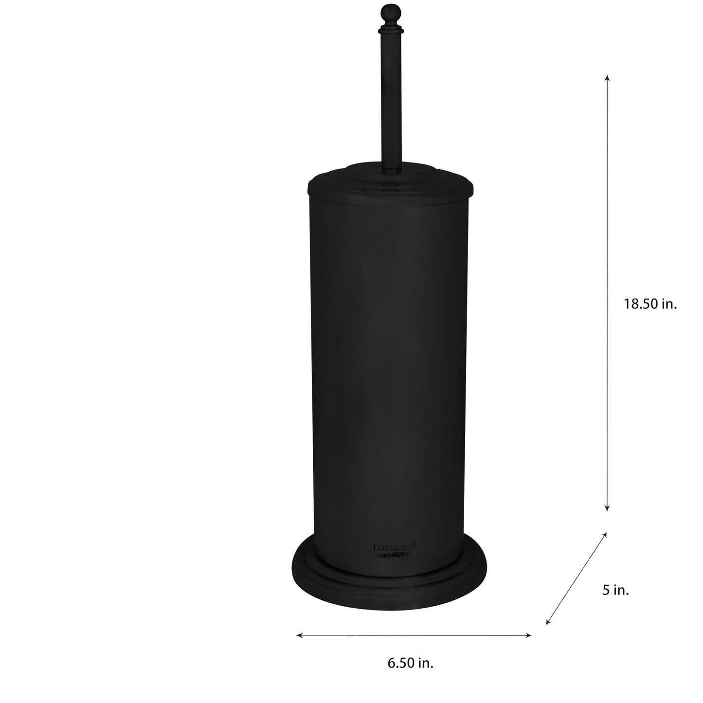 Bath Bliss Trash Can, Toilet Brush and Plunger 3 Piece Bathroom Set in Matte Black