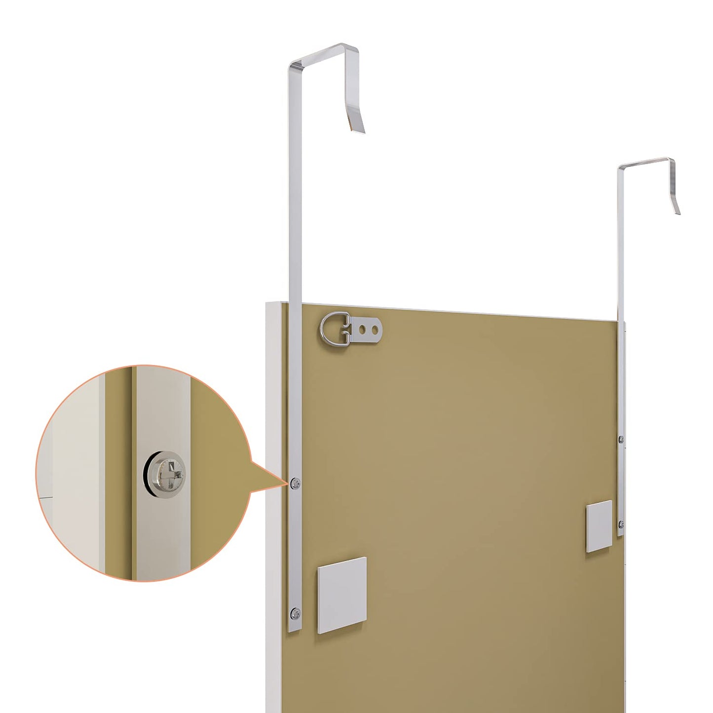 whitebeach 48" x 16" Over The Door Full Length Mirror Wall Mounted Hanging with 2 Metal Hangers for Bedroom Living Room Bathroom White