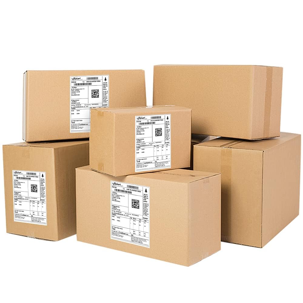 L LIKED 1800 PCS 4"x6" Direct Thermal Shipping Labels with 450 per Roll- Perforated & Strong Adhesive, Blank, Compatible with Zebra 2844, ZP-450, ZP-500, ZP-505, 4 Rolls