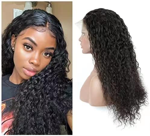 13x4 Lace Front Wigs Human Hair Pre Plucked 180 Density Brazilian Wet and Wavy Human Hair Wigs for Black Women Glueless Curly Lace Frontal Wig Natural Color (10 Inch)