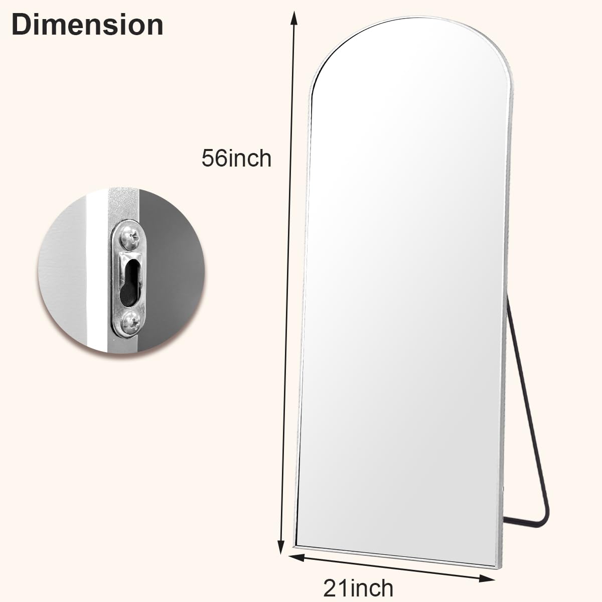 HARRITPURE 56"x21" Arched Full Length Mirror Free Standing Floor Mirrors Leaning Hanging Mounted Mirror Aluminum Frame Modern Home Decor for Living Room Bedroom Cloakroom,Silver
