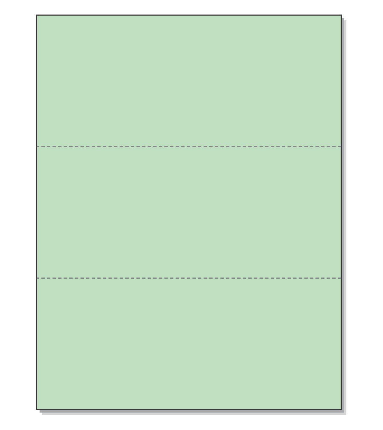 NextDayLabels - Pack of 500 Sheets, 8-1/2 x 11" Letter Size Perforated Paper (Green, Perf @ 3-2/3" and 7-1/3")