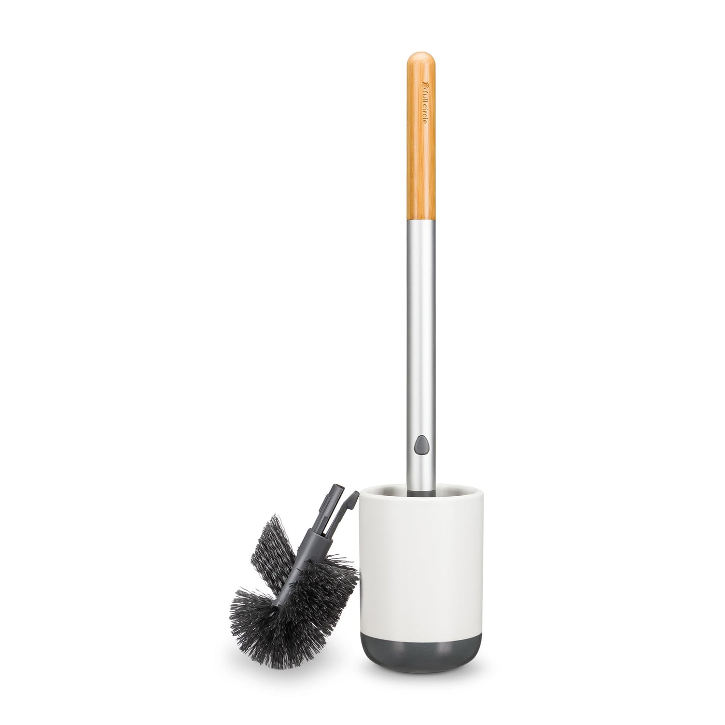 Full Circle Scrub Queen, Bathroom Toilet Brush with Ceramic Holder and Instant-Dry Coating for Mold & Mildew Prevention, More Hygenic Toilet Cleaning Scrubber, Replaceable Head, White