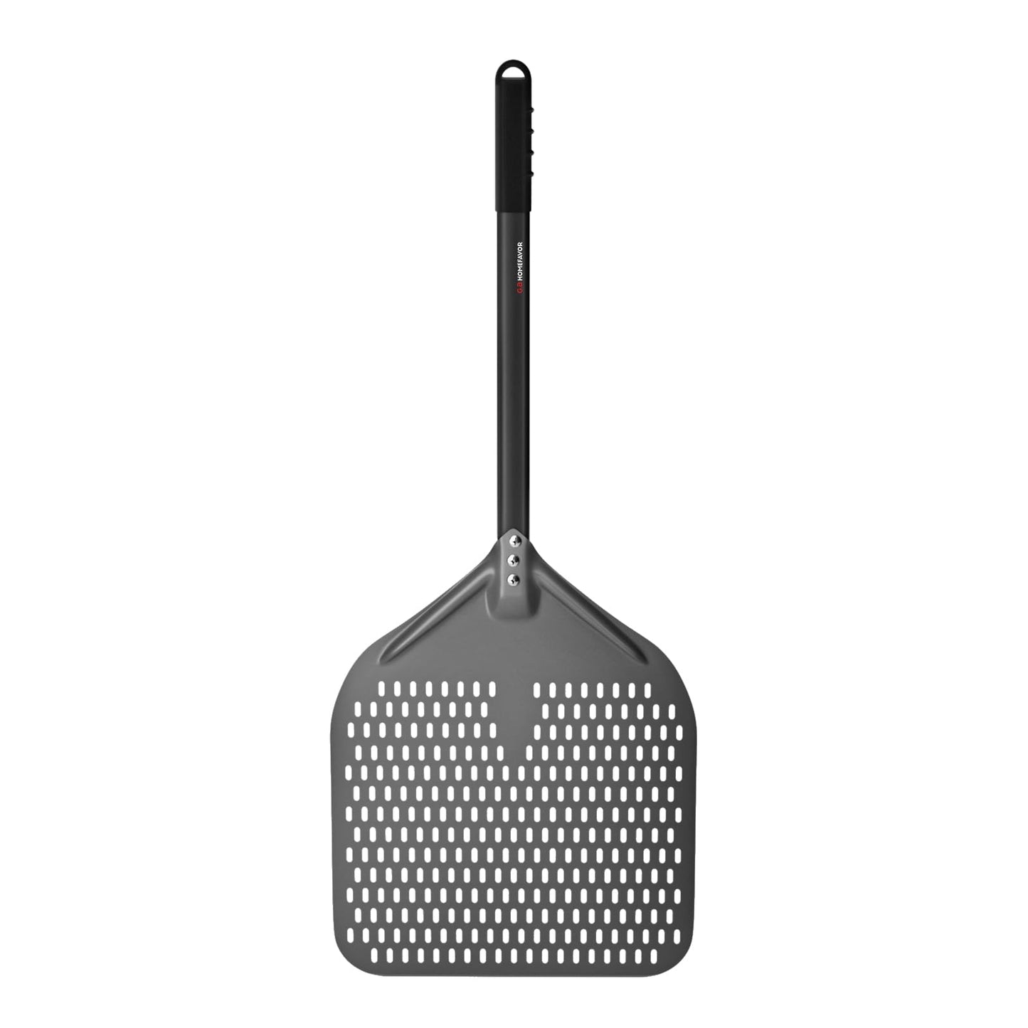 G.a HOMEFAVOR 14" x 17" Perforated Pizza Peel 35 Inch overall, Rectangular Aluminum Pizza Turning Peel with Extended Silcone Handle For Baking Pizza Brick Oven