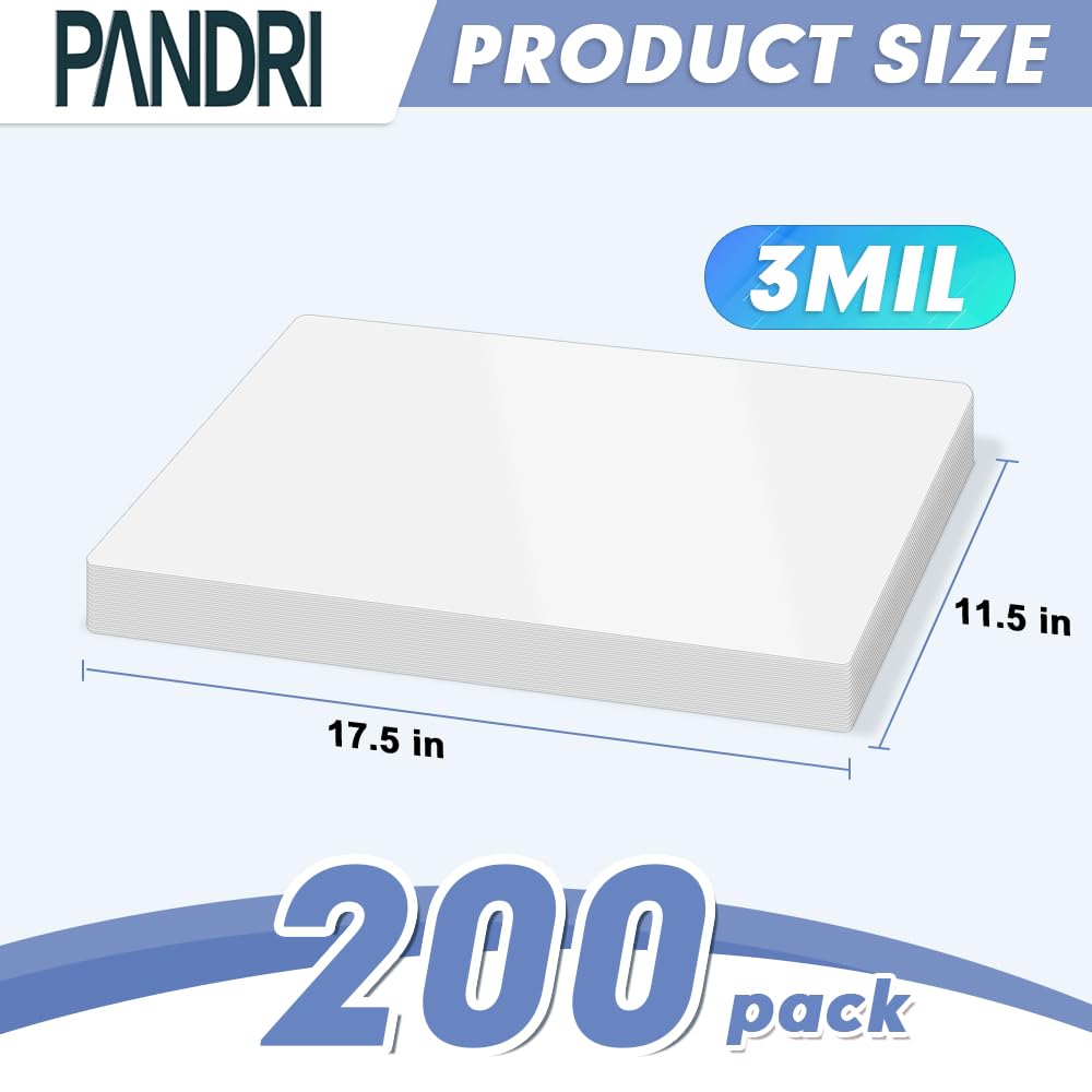 Laminating Sheets, PANDRI 200 Pack Thermal Laminating Pouches Holds 11 x 17 Inch, 3 Mil Plastic Laminator Paper 11.5 x 17.5 Inch, Clear Round Corner