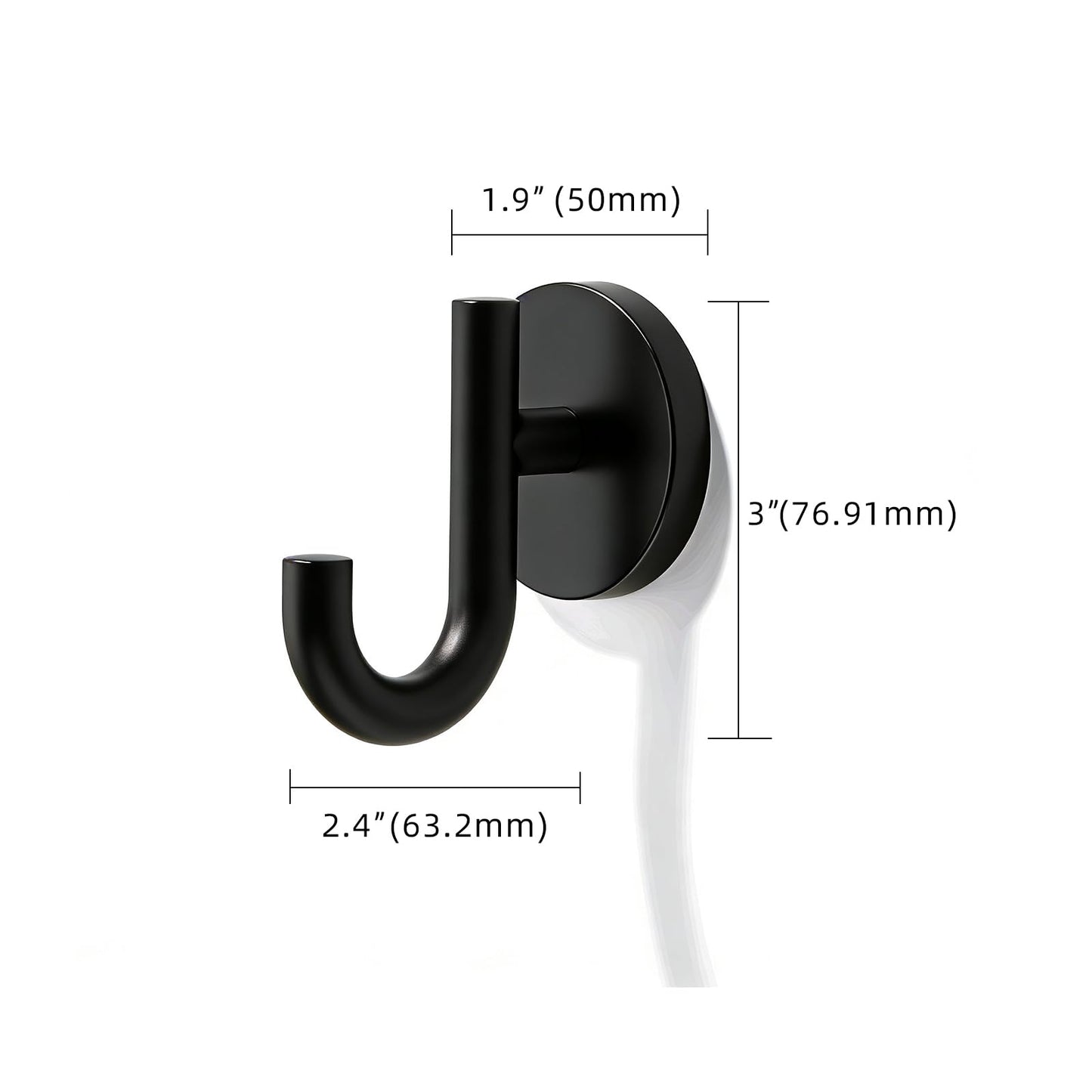 LONHECAN 3 Pack 3-inch zinc Alloy Black Robe Hooks, with Screws, Suitable for Bathroom Towel Hooks, Garage and Multi-Room wall-Mounted Racks in the Laundry Room