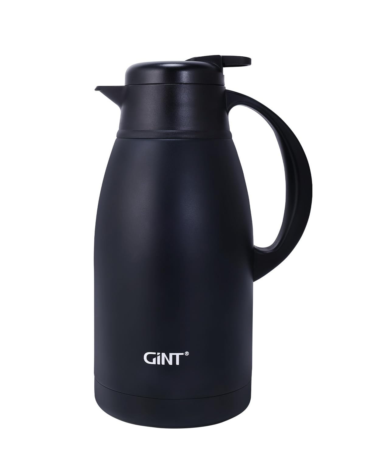 GiNT Stainless Steel Thermal Coffee Carafe, Double Walled Vacuum Water and Beverage Dispenser, 12 Hour Heat Retention, 65 OZ /1.9 Liter Black