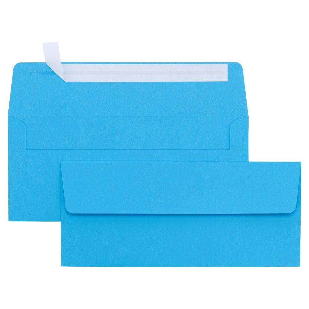 LUXPaper #10 Business Envelopes | Peel & Press | 4 1/8" x 9 1/2" | Bright Blue | 60lb. Text | 250 Qty