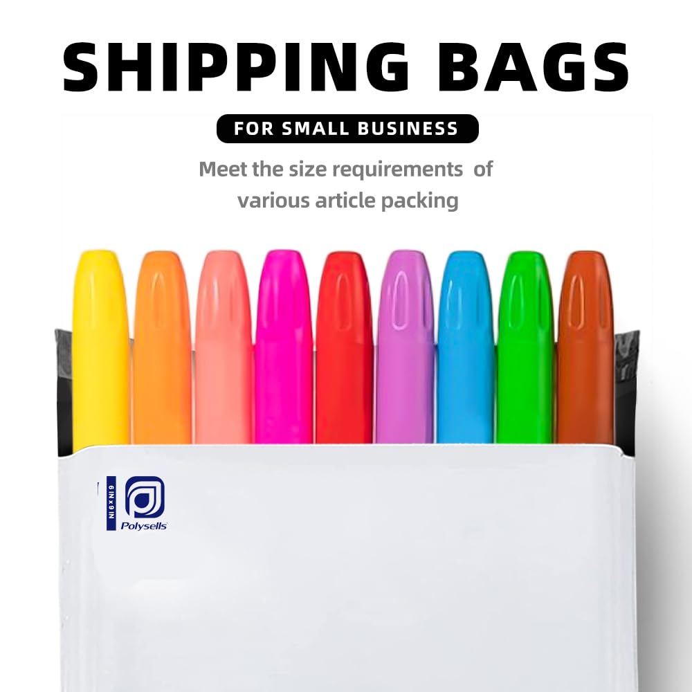 POLYSELLS 1000 6x9 Inch White Pack Poly Mailers Shipping Envelopes, Strong Adhesive Sealing, Waterproof, and Tear-resistant Postal Mailing Bags. Mailer Bags for clothing, books, and accessories
