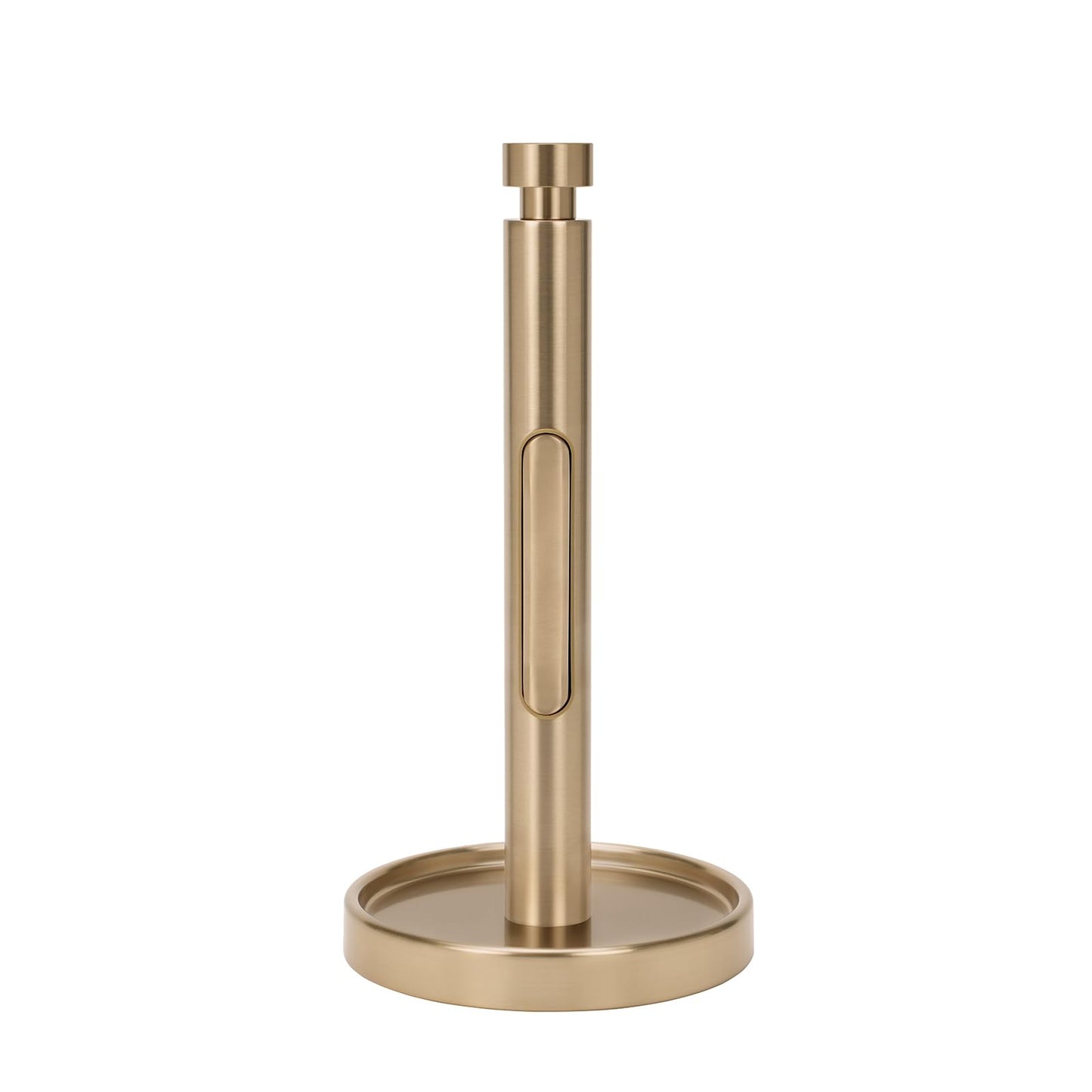 Ivilon Countertop Paper Towel Holder - Weighted Heavy Duty Steel Stand with Non-Slip Base for a Steady One-Handed One Sheet Tear - Fits All Rolls - Warm Gold