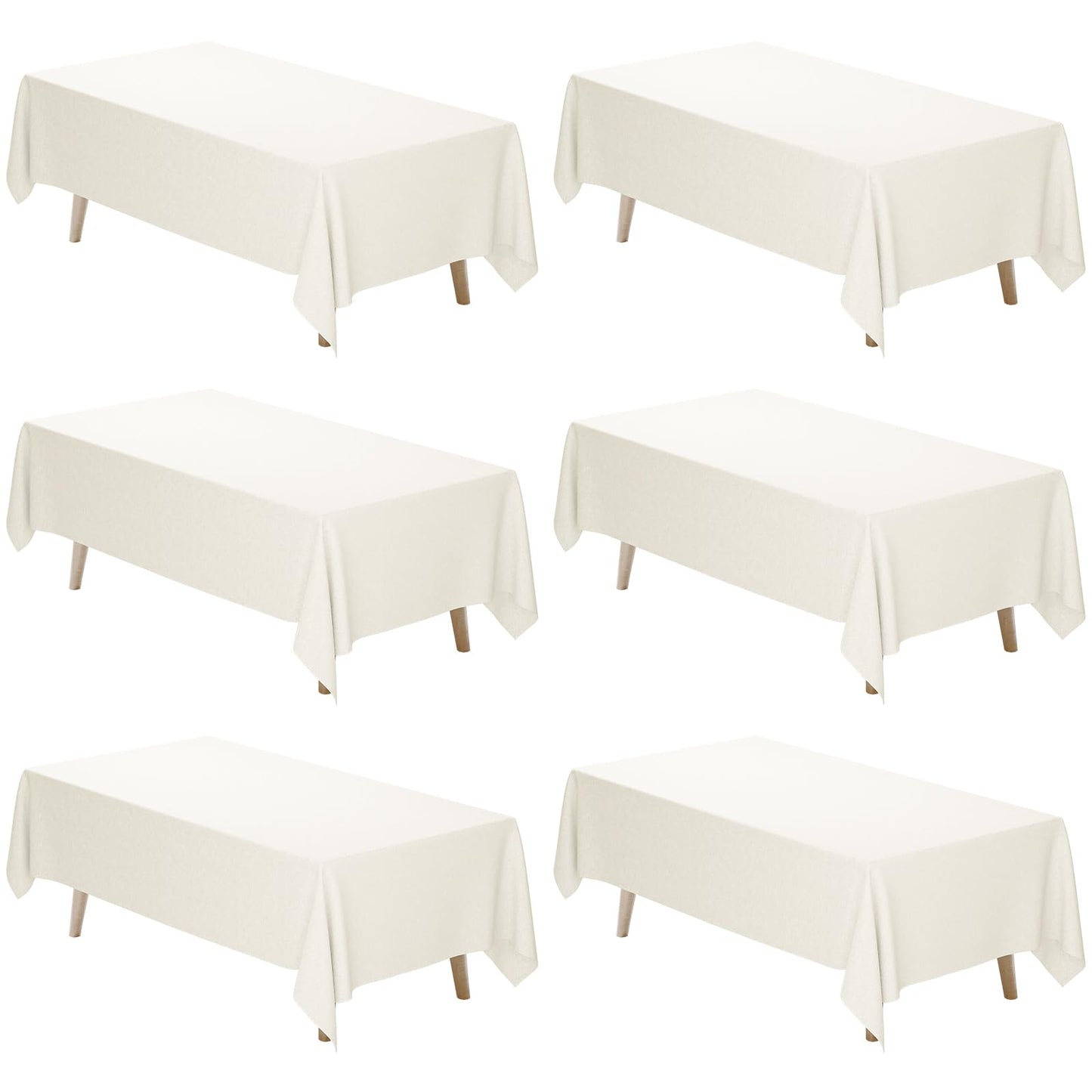 Fixwal 6 Pack Ivory 70 x 120 Inch Rectangle Tablecloths, Reusable Heavy Duty Washable Polyester Table Covers for 6-8 Ft Tables, Wedding, Bridal Shower, Boho Party