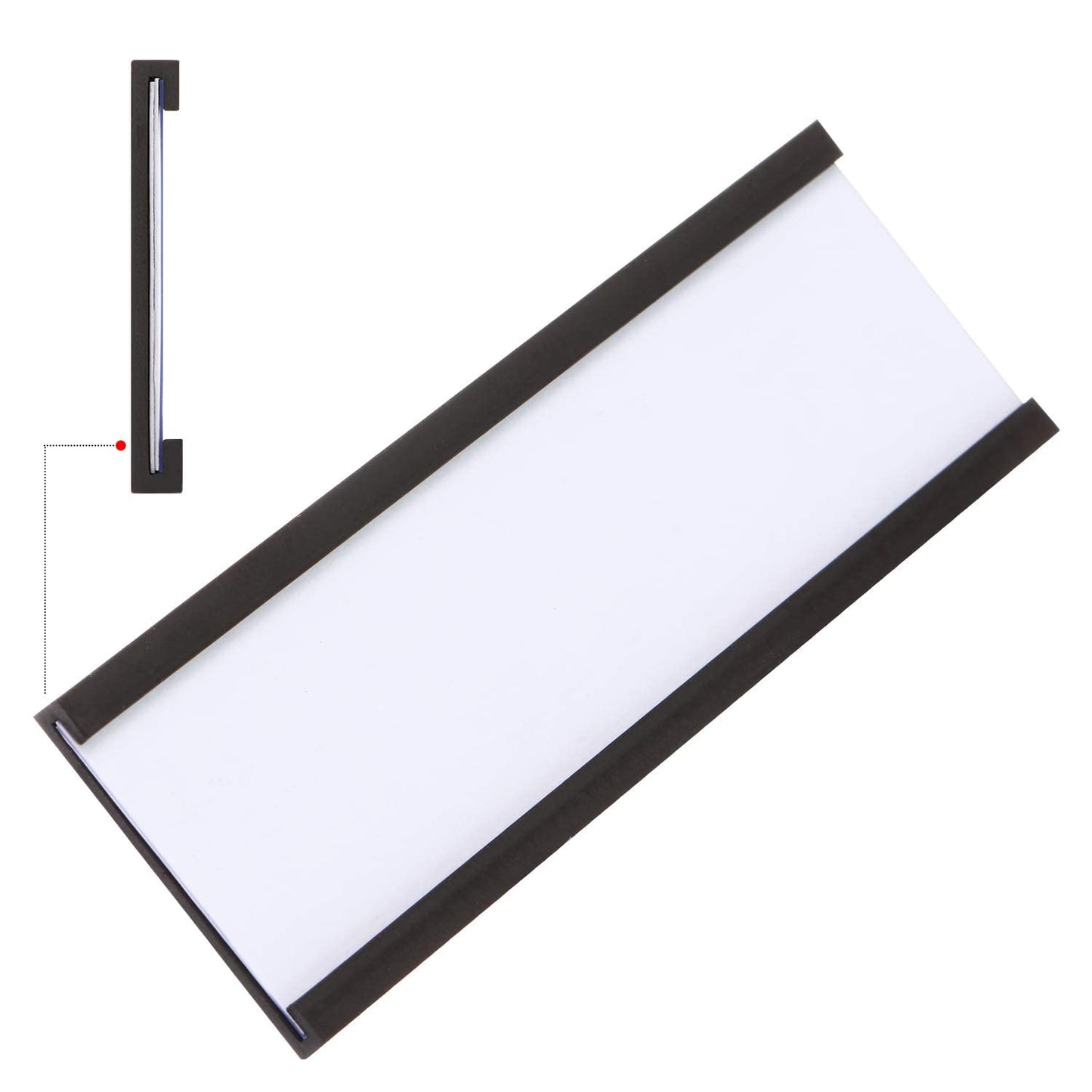 MVISUAL C Channel Magentic Label Holders 1x3 Inches with Paper Inserts and Clear Plastic Protectors,Magnetic Data Card Holders File Cabinet,Pack of 100