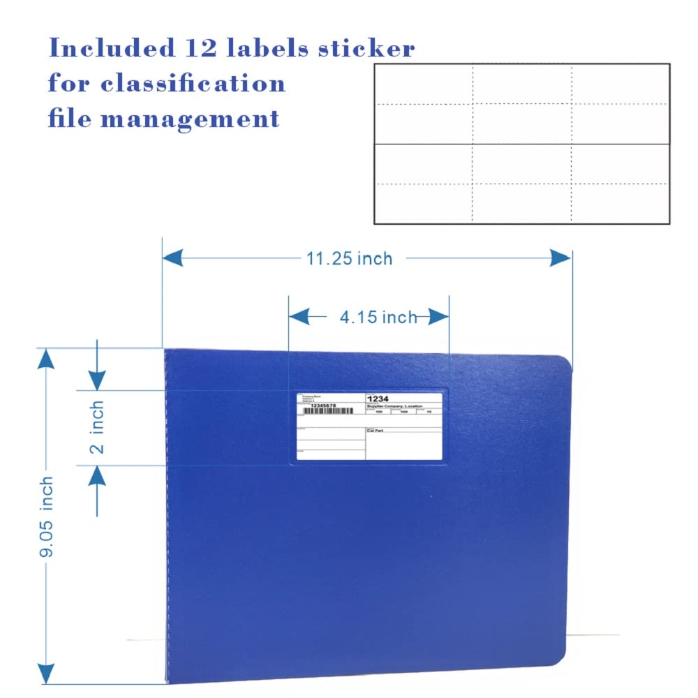 ESKEAR Fiberboard Binder,Sheet Size 8.5 x 11 Inches with Metal Prong Top Fastener with Compressor 2.75 Inch Centers, 2 Inch Capacity for Pressboard Report Cover,12 per Box (Blue))