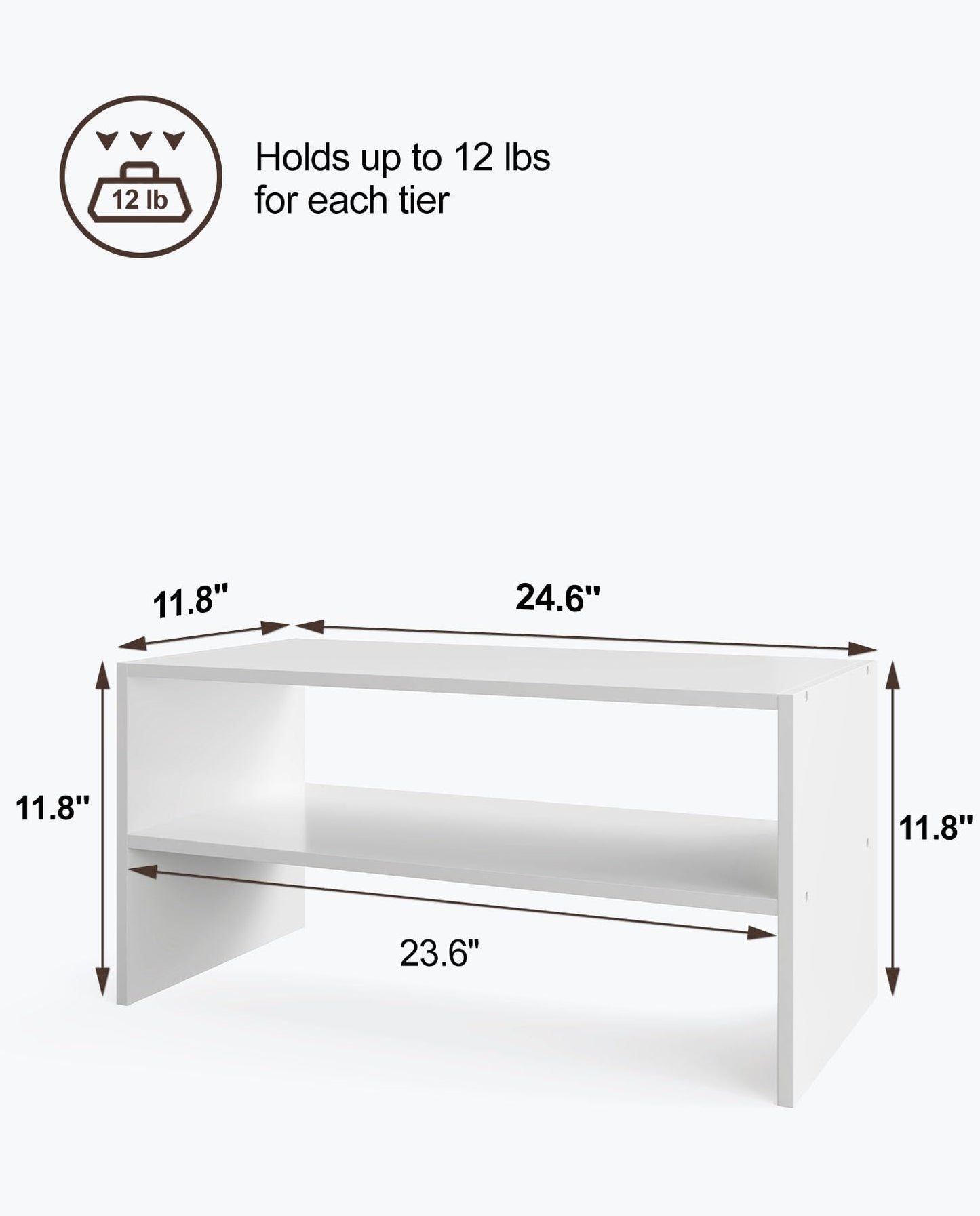 LOWOSA 2-Tier Stackable White Shoe Rack, Wooden 2-Shelf Shoe Organizer Freestanding Shoe Storage Stand for 6-9 Pairs, Perfect for Closet, Entryway, Office Use - Modern White