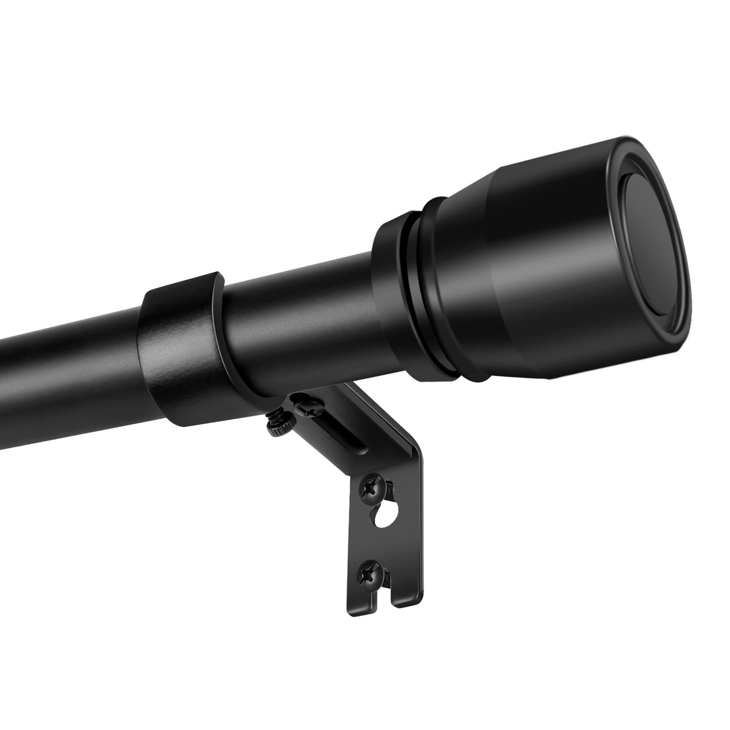 Matte Black Curtain Rod Itself is 30-144 inch 2 Pack, Fit 30 to 142, 66 to 120 inch Windows with 1 Inch Diameter Heavy Duty Adjustable Telescopic Rod, 1 Inch Diameter Splicing Extra Long