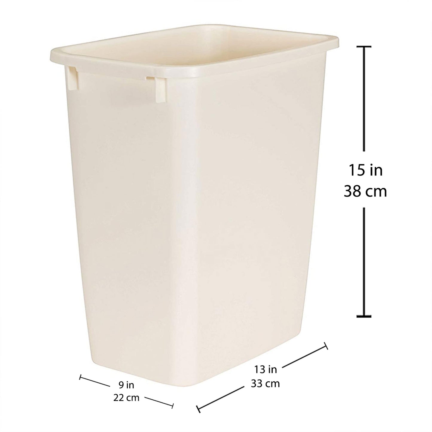 Rubbermaid 21 Quart Traditional Rectangular Plastic Open Wastebasket Trash Can for Kitchen, Bathroom, and Home Office, Bisque (2 Pack)