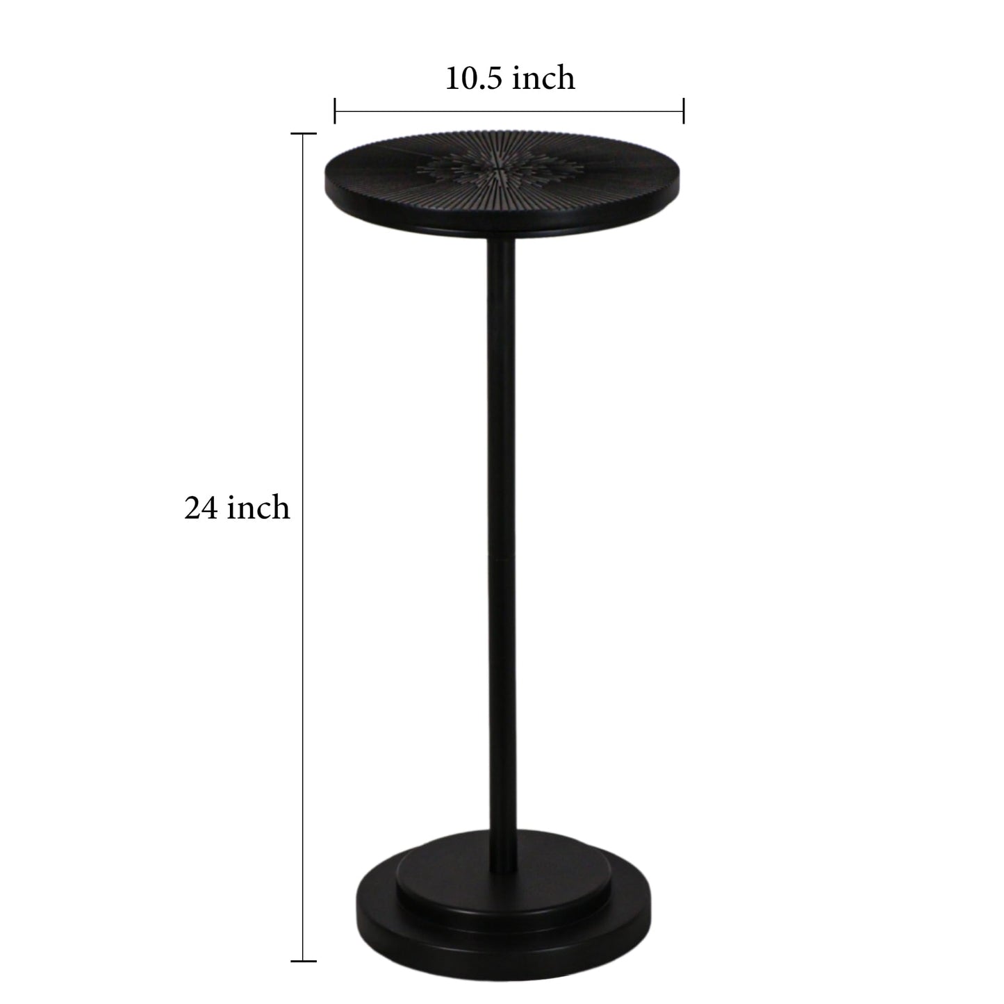 COVLON Drink Table, Carved Table Top Martini Table, Small Side Table, Weighted Base Pedestal Table for Living Room, Bedroom, Small Space, Modern, Black