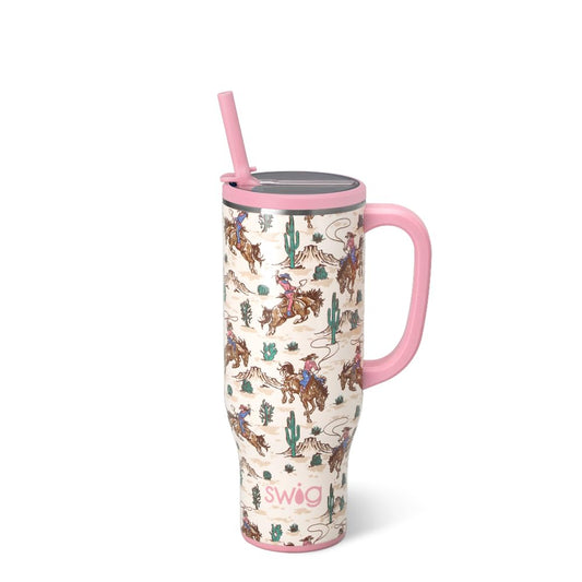 Swig Life 30oz Mega Mug, 30oz Tumbler with Handle and Straw, Large Insulated Tumblers, Cup Holder Friendly Travel Mug, Stainless Steel 30 oz Tumbler, Reusable Insulated Water Bottle (Giddy Up)
