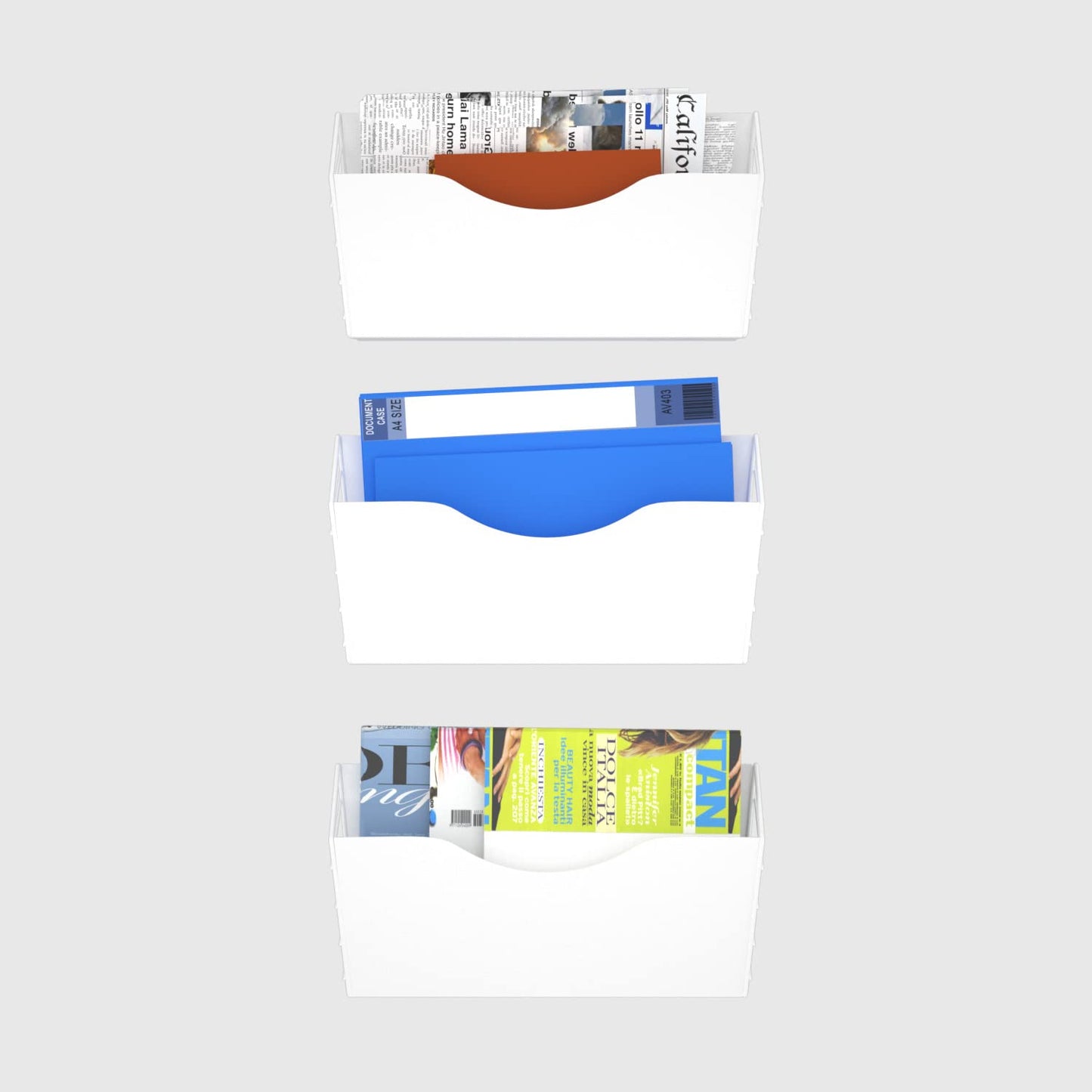 BSJYMJIAJU 3 Pockets Magnetic File Holder for File Cabinets, Refrigerator, Whiteboard, Paper Organizer, Mail or Folder Holder,Magazine Rack,Wall Mount Hanging Mail Organizer (white)