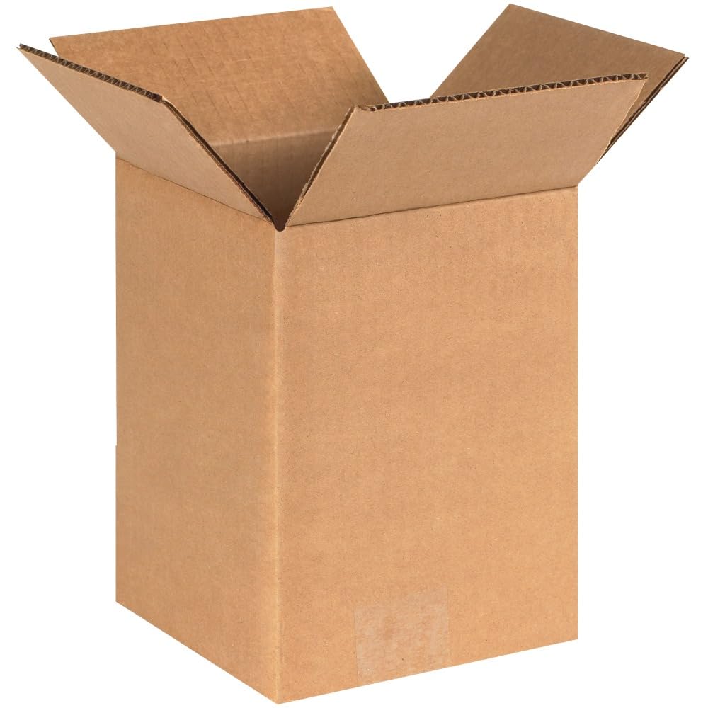 Box USA 558 Corrugated Cardboard Box 5" L x 5" W x 8" H, Kraft, for Shipping, Packing and Moving (Pack of 25)