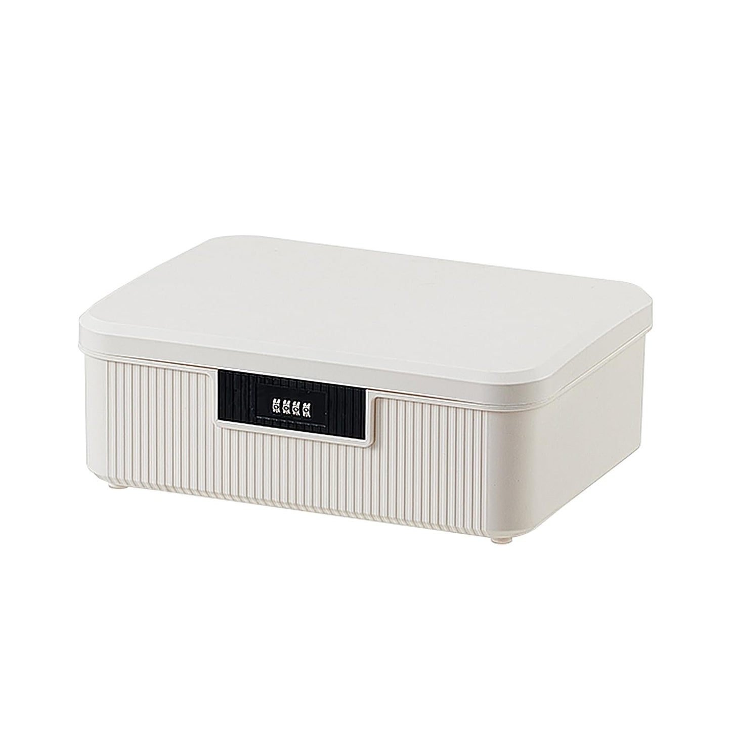 Qiveno Lockable Storage Container Bin, 4.2 Gallon Capacity Organizer Box with Combination Lock, Heavy Duty Plastic Trunk, Usable As Item Organizer Or Office File Storage(White)