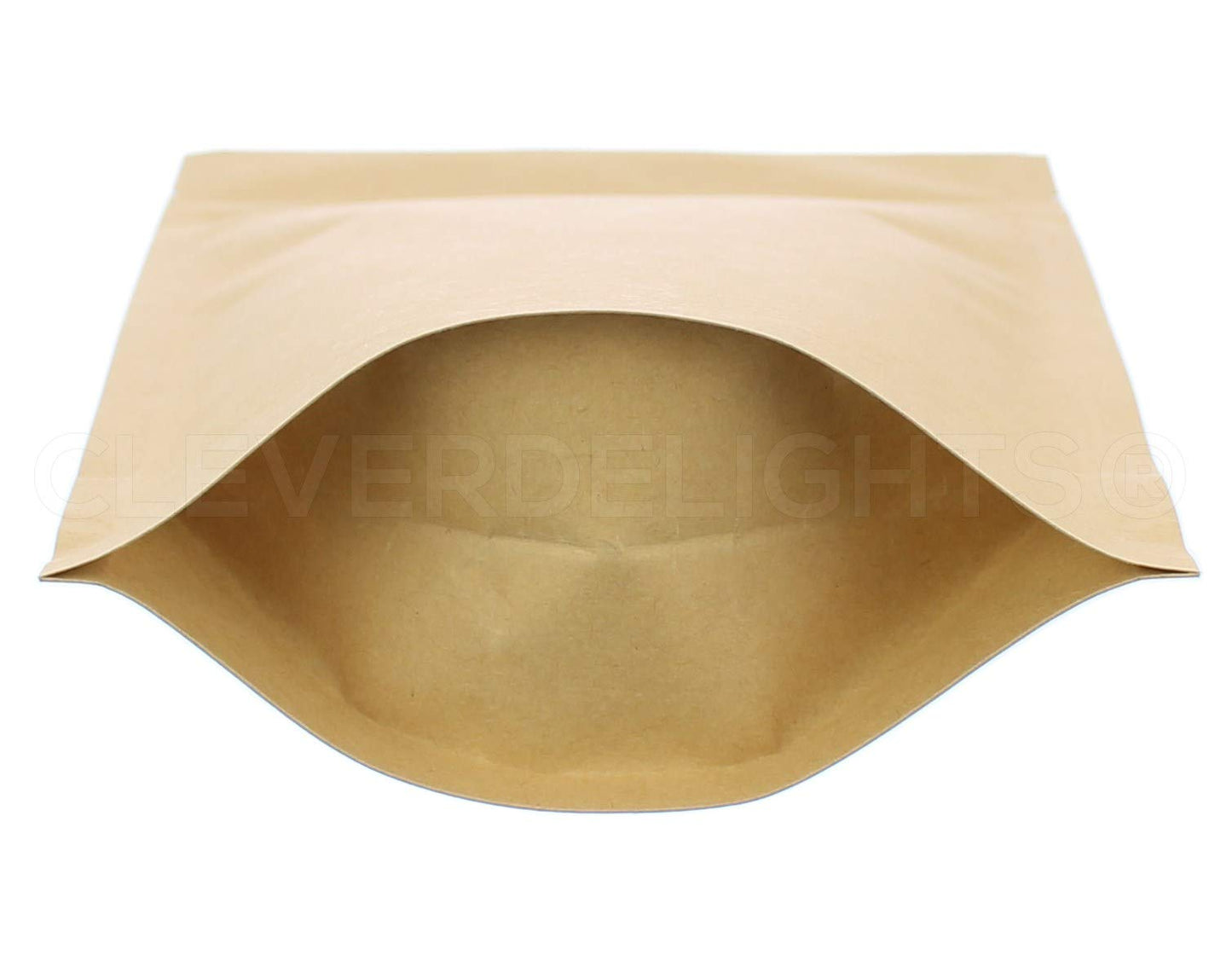 CleverDelights Kraft Stand Up Pouches - 8oz - 100 Pack - 6" x 9" x 3"