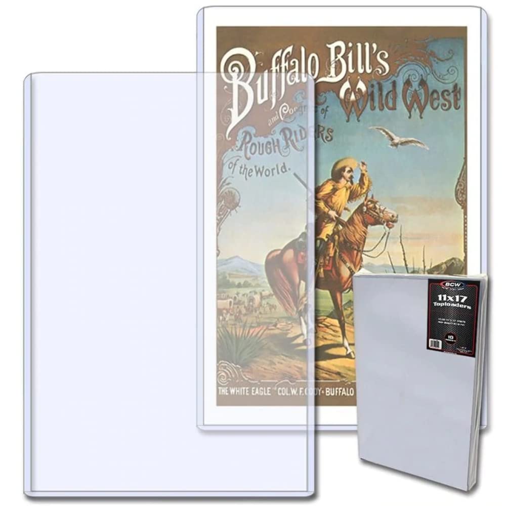 BCW 11 x 17 Art and Print Toploader - Pack of 10 | Crystal Clear, Rigid PVC | Photo Print Protector for Lithographs, Artwork, and Collectibles | Plastic Sheet Protectors | Restaurant Menu Holders