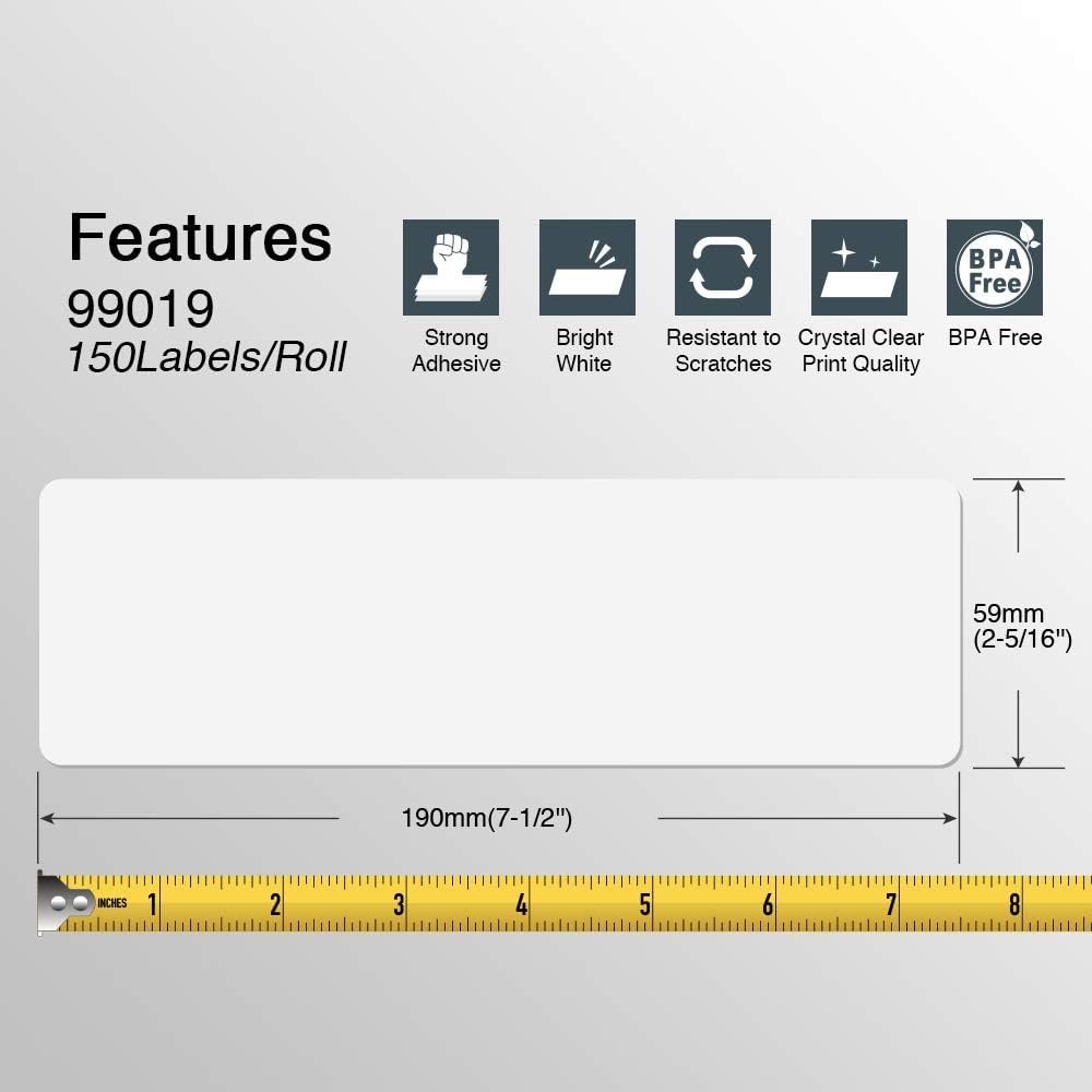 BETCKEY - Compatible DYMO 99019 (2-5/16" x 7-1/2") Large Lever Arch File Labels, Compatible with DYMO Labelwriter 450, 4XL, NOT Fit 550 & 5XL [16 Rolls/2400 Labels]