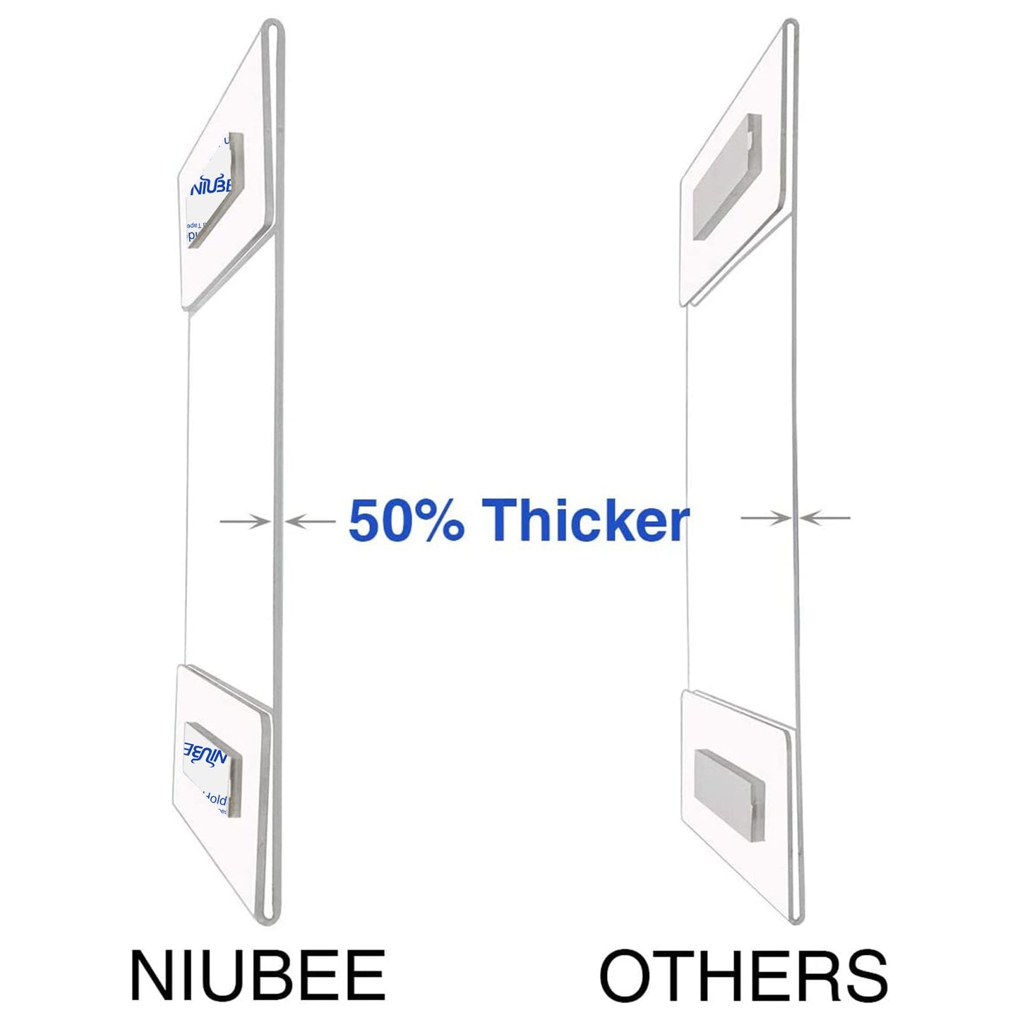 Niubee 6 Pack Acrylic Sign Holder 11 x 17 inches Wall Mount Sign Holders Clear Acrylic Frame with Double Sided Tape Clear Poster Frames Plastic Sign Holder for Office, Home, Restaurant, Vertical