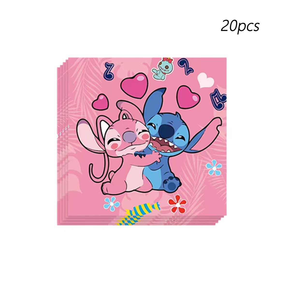 88Pcs pink Stitch Party supplies, including banners, plates, paper cups, tissues, pendant decorations, perfect for Stitch themed birthdays! Featuring cute pink stitching print
