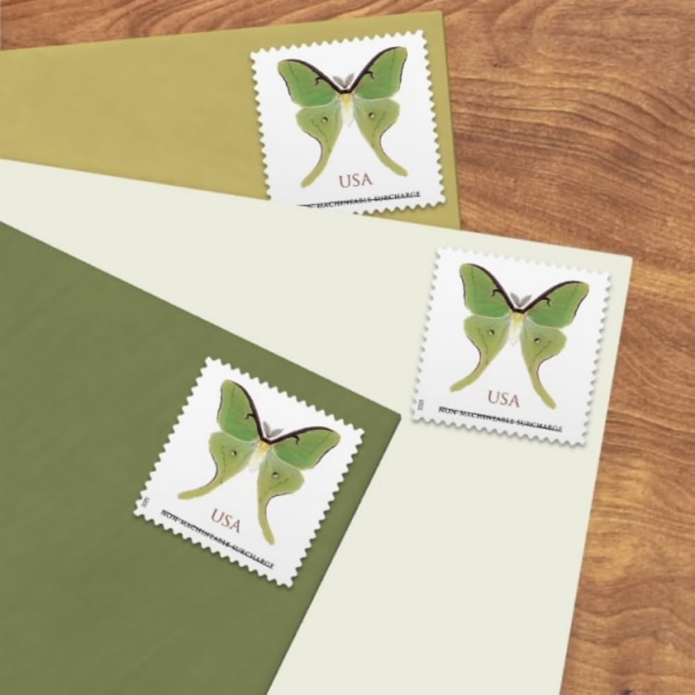 United States Postal Service Luna Moth 2025 (Sheet of 20) Non-Machineable Surcharge Rate for Square Envelopes First-Class Mail Forever Postage Stamps