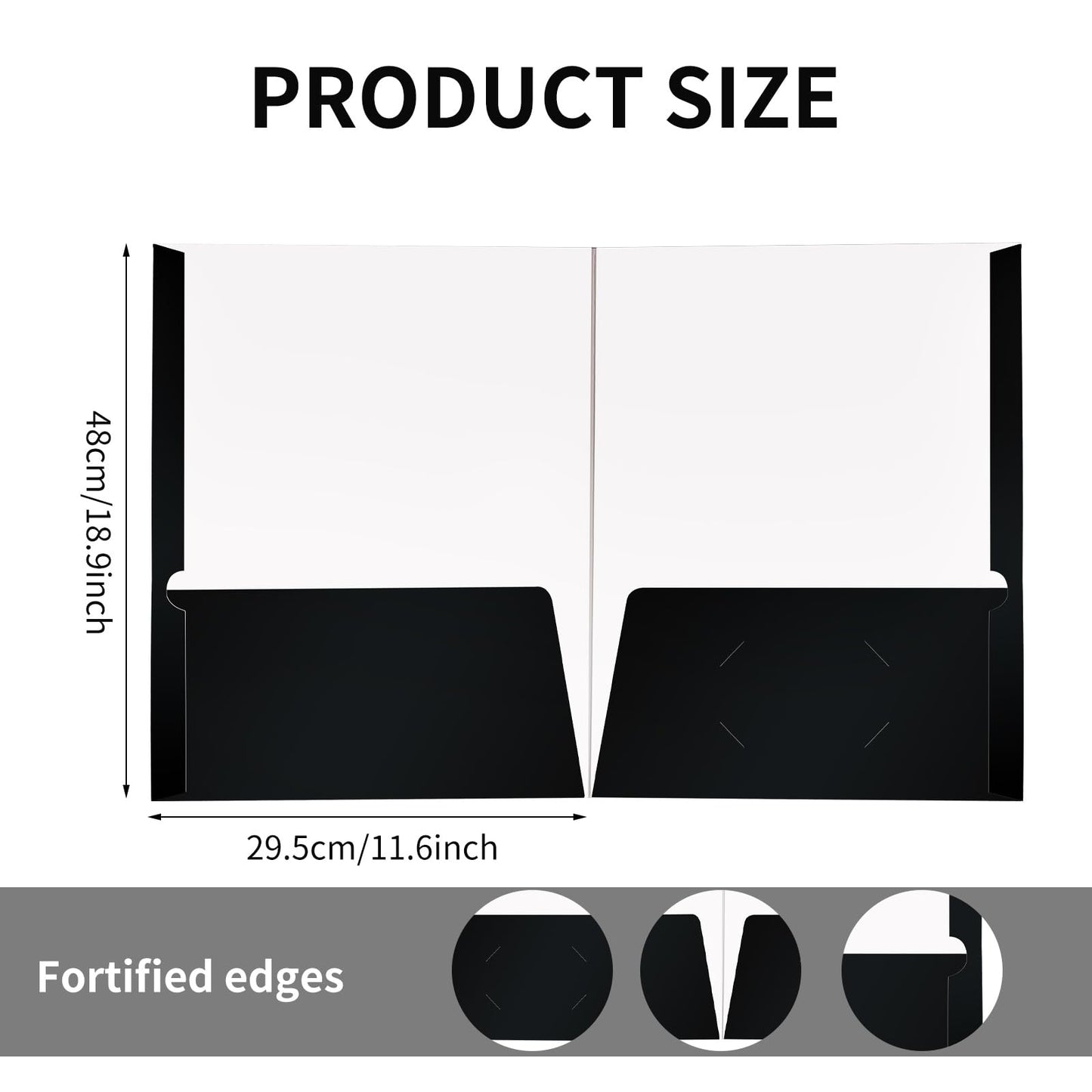 TANEMUDO 60 Pack 2 Pocket Glossy Paper Folders for Letter Size Papers in Glossy Laminated Bulk Presentation Portfolio Folders for Office, School, Teacher (Black)