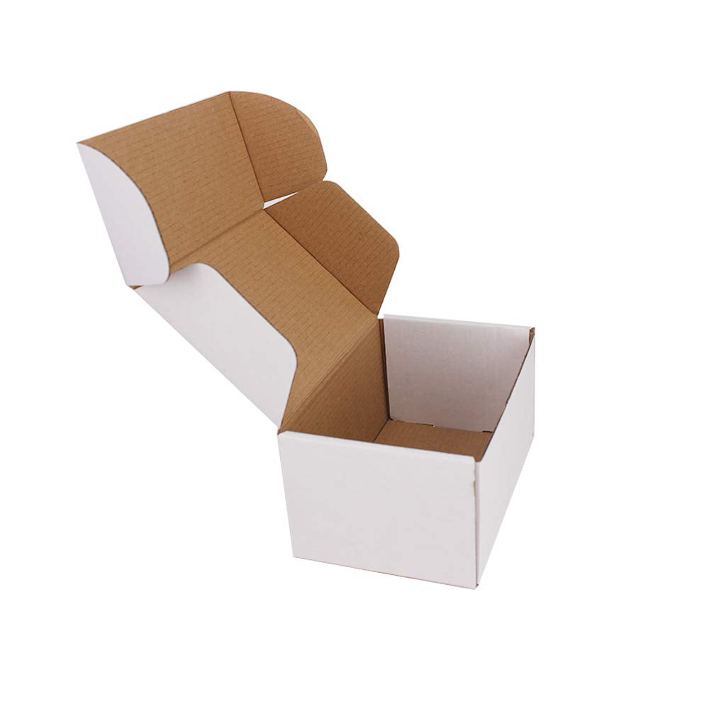 zmybcpack 50 Pack 6x4x3 inch Corrugated Box Mailers- White Cardboard Shipping Box Corrugated Box Mailer Shipping Box For Mailer, Moving and Craft