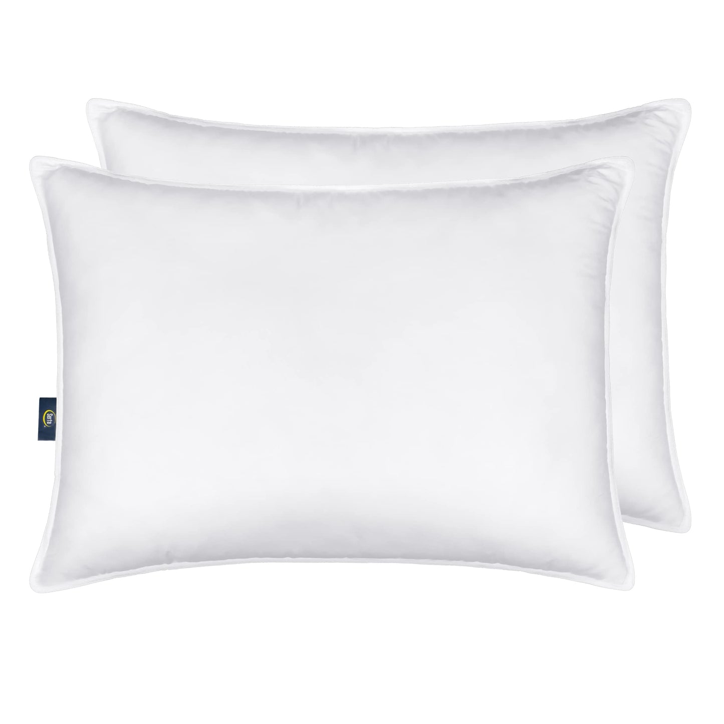 Serta Down Illusion Soft Hypoallergenic Medium/Firm Bed Pillows for Side, Stomach or Back Sleepers (2 Pack), Queen, White