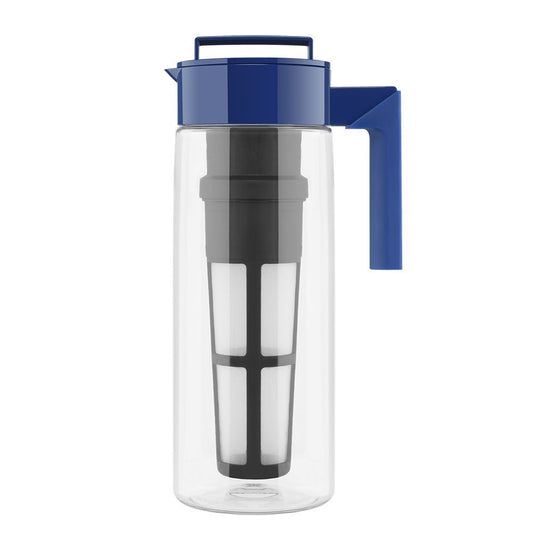 Takeya Flash Chill Iced Tea Maker - Versatile Tea Brewer for Loose/Bagged Tea - Patented Flash Chill Tech Hot/Cold Use BPA-Free Tritan Dishwasher Safe - Airtight Lid Made in USA - 2 Quart/Blueberry