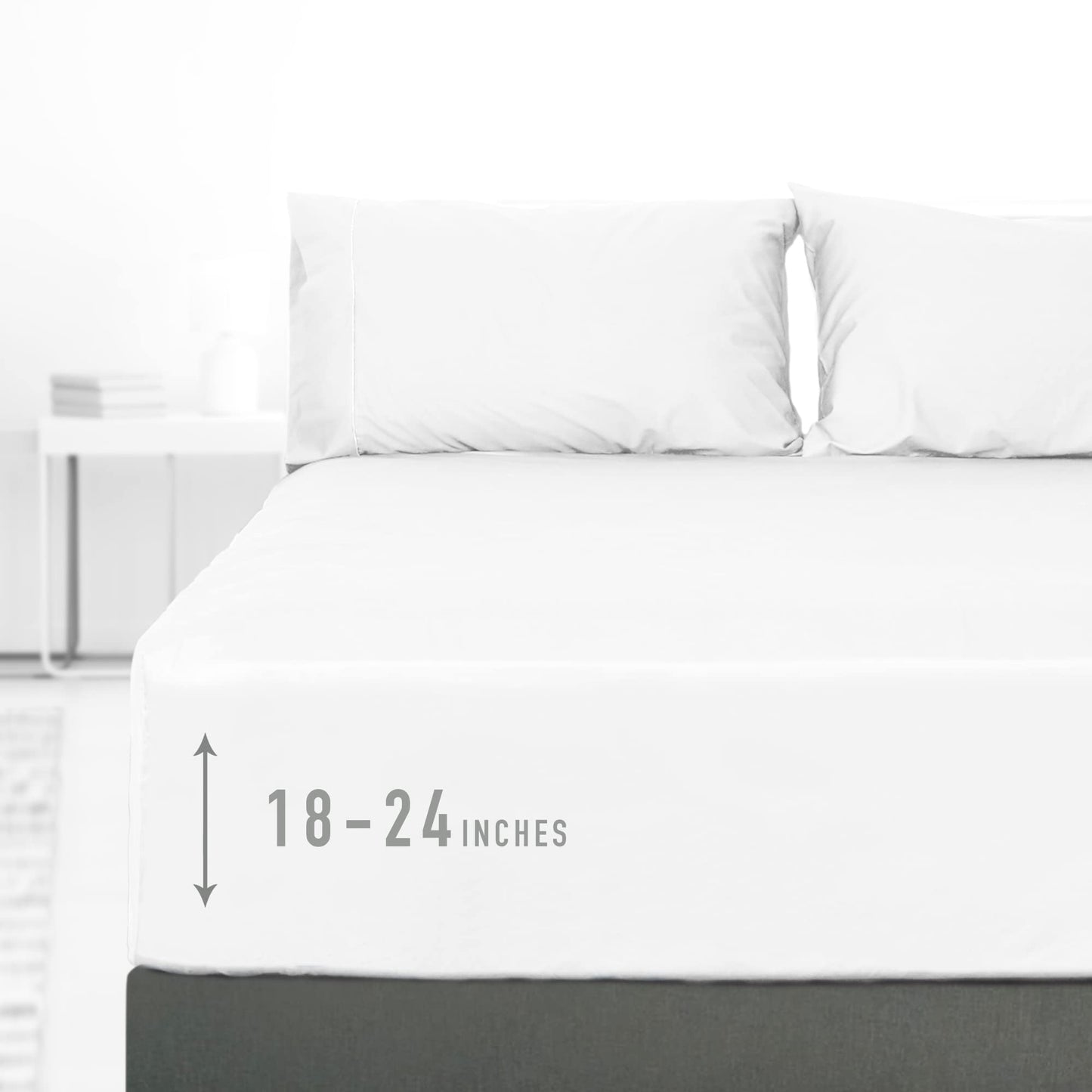 sunflower Extra Deep Pocket Queen Sheet Sets Fits 18"-24" in Deep Mattress -100% Cotton Queen Sheet Set, White Hotel Luxury Soft Breathable Sheet Sets for Queen Bed Deep Pocket