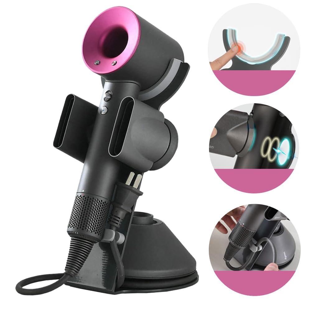 Foho Hair Dryer Holder for Dyson Supersonic, Magnetic Stand with Power Plug Cable Organizer, Bathroom Organizer Supersonic Dryer, Diffuser and Nozzles