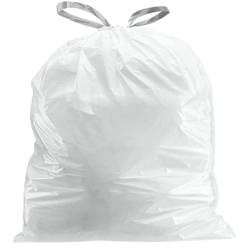 Plasticplace Custom Fit Trash Bags, Compatible with simplehuman Code R (200 Count) White Drawstring Garbage Liners 2.6 Gallon/ 10 Liter 16.5" x 18"
