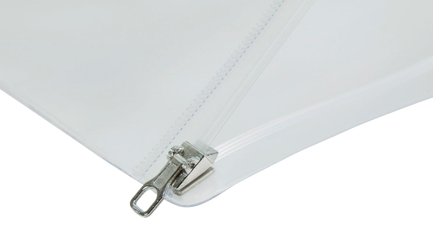 School Smart Zippered Ring Binder Pouches, 7 x 10 Inches, Clear and White Vinyl, Pack of 24