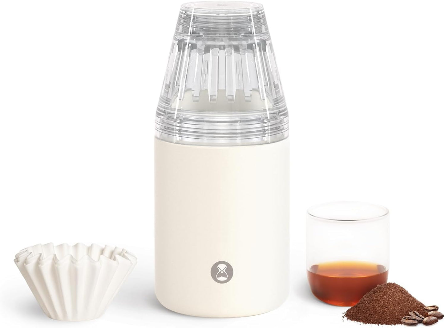 TIMEMORE Portable Coffee Maker Pour-Over Coffee Dripper, Travel Coffee Cup, Manual Brewer for Home and Outdoors - Ceramic-Coated Stainless Steel Tumbler 10.08 oz Capacity