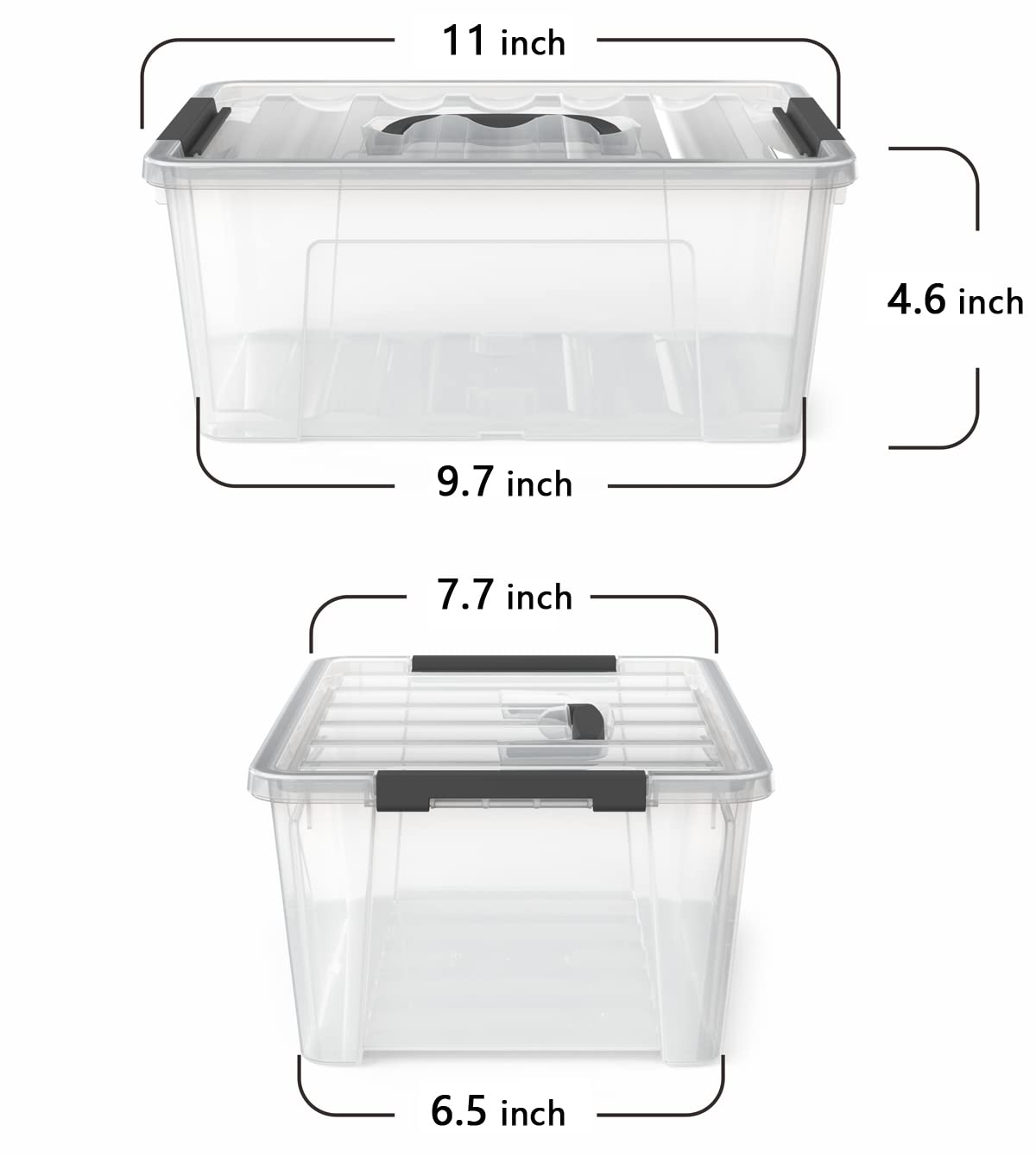 WYT 12 Pack Small 5-Quart Clear Plastic Storage Bins with Lids and Latch Buckles, Storage Organizer Container with Handle