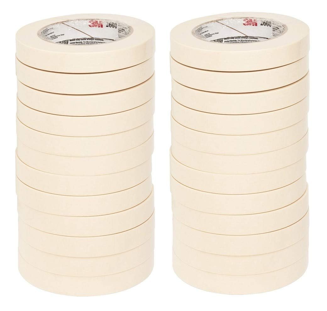 3M Highland Economy Masking Tape, 3/4 inch x 60 Yards – General Purpose Crepe Paper Tape for Bundling, Sealing, and Light-Duty Applications, Pack of 24